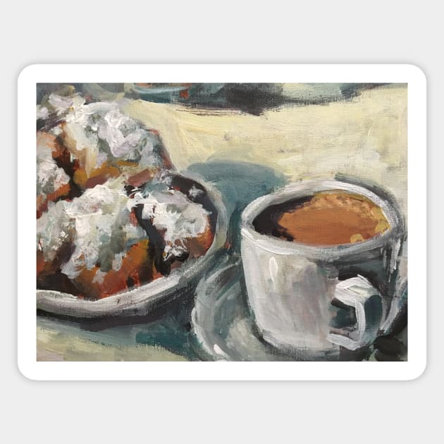 Beignets and Cafe au Lait at the Cafe du Monde Sticker by Susan1964